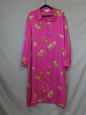Umgee Fuchsia Pink Animal Print Shirt Dress